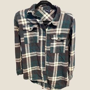 Forever 21 green, black, and white plaid flannel